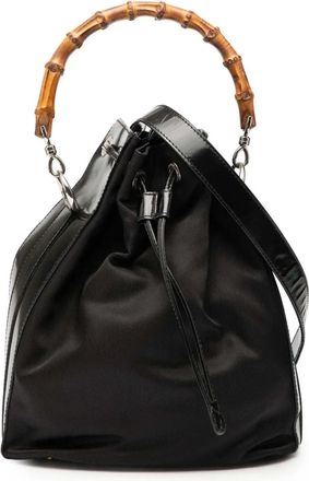 Gucci 1900s Bamboo nylon bucket-tas - Zwart