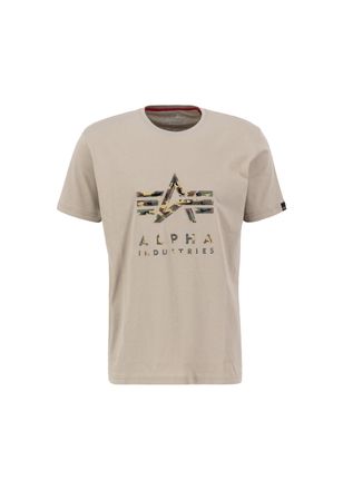 Alpha Industries T-Shirt ALPHA INDUSTRIES Camo Puff Print T-Shirt, Herren, Gr. XL, beige (vintage sand), Obermaterial: 100% Baumwolle, Shirts T-Shirt
