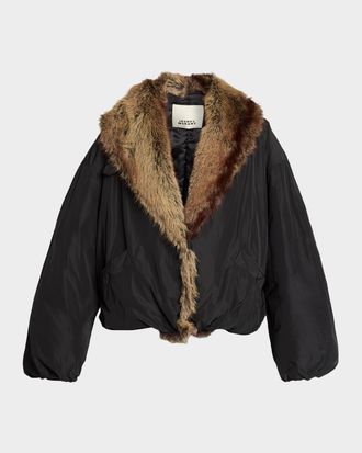 Isabel Marant Charone Short Parka with Faux Fur Lining
