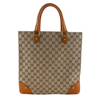 Gucci Gg Canvas Brown Gg Canvas Handbag Tote Bag (Pre-Owned)