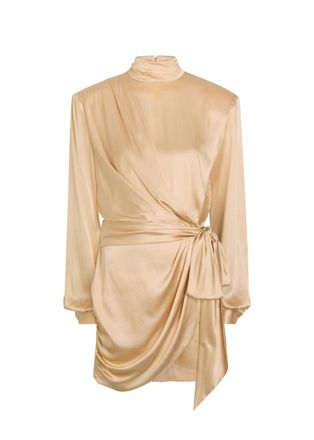 Ronny Kobo Imara Belted Wrap-effect Silk-blend Mini Dress - Yellow - S (UK8-10 / S)