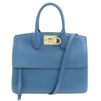 Ferragamo Pre-owned Handbags, female, Blue, Size: ONE SIZE Pre-owned Gancini Handbag
