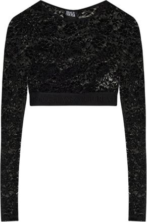 Versace Jeans Couture Top in pizzo a fiori - Nero