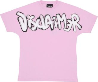 Disclaimer Roze Logo Crop Tee Korte Mouw - Dames - T-shirts - Roze - XS - Katoen - Tops