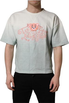 Dolce & Gabbana Tie-Dye Graphic Print Katoenen T-shirt met Ronde Hals - Heren - T-shirts - Grijs - XS - Katoen - Tops