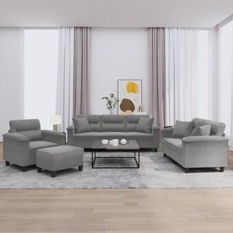 vidaXL Juego De Sof&aacute;s Con Cojines 4 Piezas Tela Microfibra Gris Oscuro Vidaxl