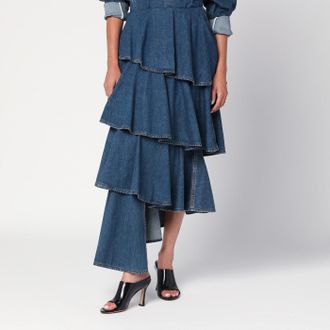 Alaia Asymmetrical spiral denim skirt