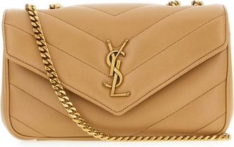 Saint Laurent Cappuccino Nappa Leather Small Loulou Shoulder Bag