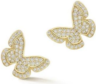 Glaze Jewelry Pavé Cubic Zirconia Butterfly Stud Earrings in Gold at Nordstrom Rack
