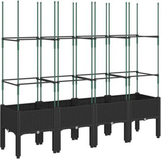 vidaXL Garden Planter with Trellis Black 160x40x142.5 cm PP vidaXL