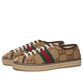 Gucci Maxi GG Espadrilles Camel Ebony 675170-UKOC0-2596