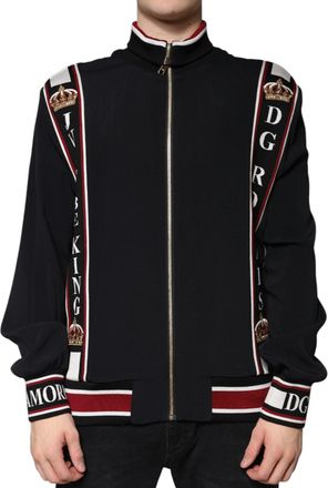 Dolce & Gabbana Mens Black Dg King Full Zip Sweatshirt Sweater Viscose Elastane Clothing