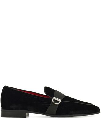 Ferragamo velvet loafers - men - Patent Calf Leather/Rubber/Calf Leather - 11.5EE - Black