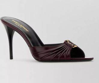 Saint Laurent leather ruched mule sandals