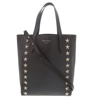 Jimmy Choo London Black Leather Shoulder Bag Tote Bag (Pre-Owned)