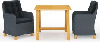 vidaXL Juego De Comedor Para Jard&iacute;n 3 Piezas Gris Oscuro Vidaxl
