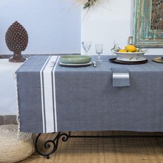 Febronie Mantel algod&oacute;n 180x350 azul vaquero