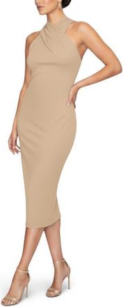 Rachel Roy Harland Crossover Halter Midi Dress in Almond at Nordstrom, Size X-Large