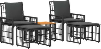 vidaXL Juego De Muebles De Exterior 5 Uds. Negro Y Gris Oscuro Vidaxl