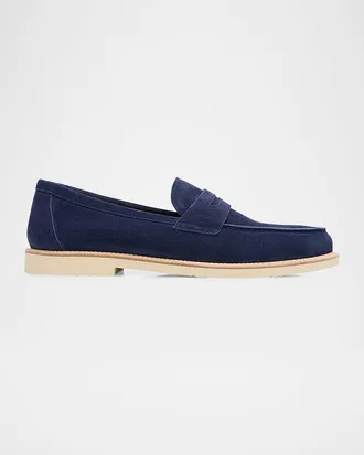 Brunello Cucinelli Men & apos;s Reversed Calfskin Penny Loafers