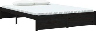 vidaXL Estructura De Cama Sin Colch&oacute;n Madera Maciza Negro 140x190 Cm Vidaxl