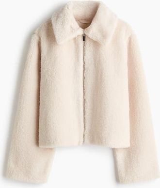 H&M Pile Jacket in Light Beige at Nordstrom, Size X-Small