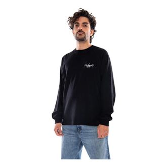 Carhartt Work in Progress T-shirt girocollo in costina L/S Signature - - Tops - Uomo - Nero - S