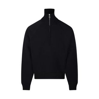 Ami Hoodies & sweatvesten, Heren, Zwart, XL, Katoen, Zipped Sweatshirt With Tonal Embossed Ami De Coeur