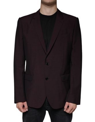 Dolce & Gabbana Mens Bordeaux Wool Single Breasted Dress Blazer Polyester Elastane