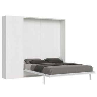 Itamoby Cama abatible 160 vertical con mueble effecto madeira fresno blanco