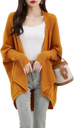 Generic Cardigan Womens Merino Wool Sweater Fall Winter Oversized Batwing Sleeve Knit Cardigan Sweater