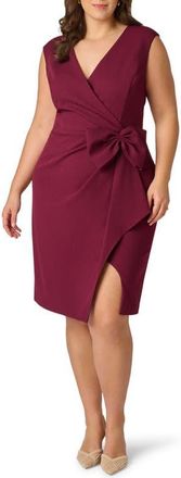 Adrianna Papell Sleeveless Bow Crepe Sheath Dress in Cabernet at Nordstrom, Size 20W