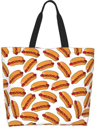 Generic Hot Dog Food Shoulder Bag Portable Handbag Large Capacity Tote Bags For Camping Casual Travel