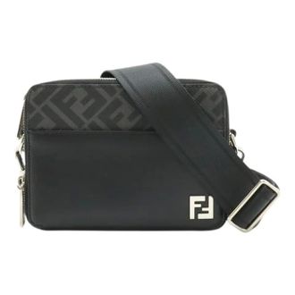Fendi Pre-owned Cross Body Bags, female, Black, Size: ONE SIZE Pre-owned Square FF PVC 2way camera bag