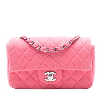 Chanel Pre-owned Womens Mini Rectangular Classic Jersey Single Flap - Light Pink Textile - One Size