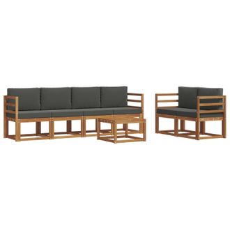 vidaXL Conjunto De Sof&aacute;s De Exterior 7 Pcs Natural Y Antracita Vidaxl