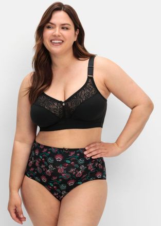 Sheego B&uuml;gelloser BH SHEEGO, Damen, Gr. 11,5, Cup E, schwarz, 95% Baumwolle, 5% Elasthan, Netzmaterial:10% Elasthan, 90% Polyamid, Spitze:10% Elasthan, 90% P