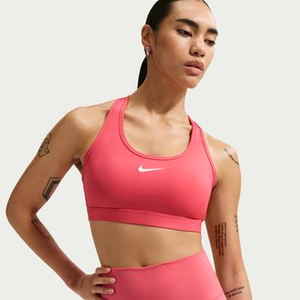 Nike Womens Swoosh Medium Support Padded Sports Bra in Pink | DX6821-897
