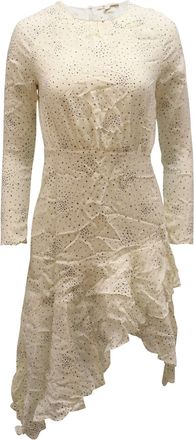 Maje Reto Asymmetric Star Print Midi Dress in Ivory Cupro