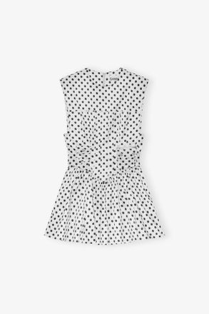Ganni Polka-Dot Satin Corset Mini Dress - Size 10/12 White