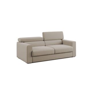 Divani.Store Dylan Sof&aacute; Con Pouf Extra&iacute;ble En Tejido Efecto Algod&oacute;n Impermeable 188 Cm Beige