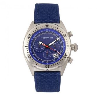 Morphic M53 Series Chronograph Fiber-Weaved Leather-Band Watch w/Date in Silver/blue at Nordstrom