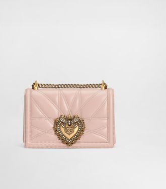 Dolce & Gabbana Medium Devotion Bag In Quilted Nappa Leather - Woman Shoulder And Crossbody Bags Blush Leather Onesize