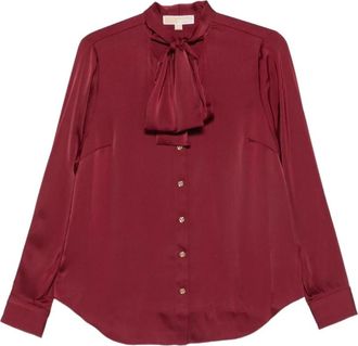 Michael Kors Satijnen blouse met strik-hals - Dames - Blouses - Rood - XL - Satijn - Overhemden