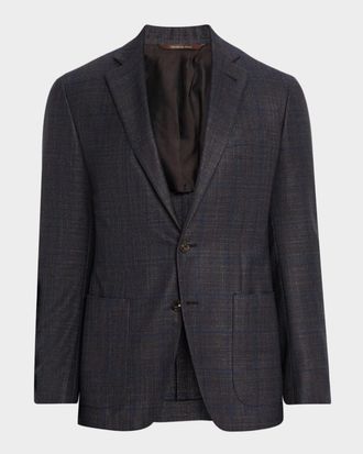 Canali Men & apos;s Silk and Cashmere Windowpane Sport Coat