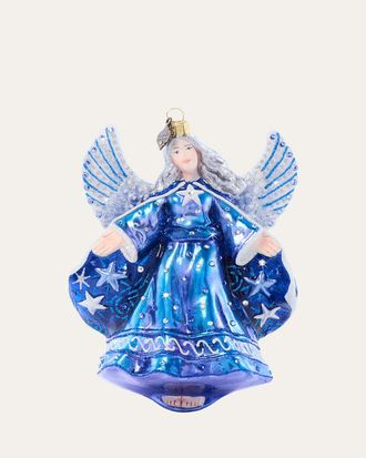 Jay Strongwater Night Angel Glass Christmas Ornament