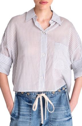 TWP Next Ex Crop Button-Up Shirt in Harbor Grey Multi at Nordstrom, Size Medium