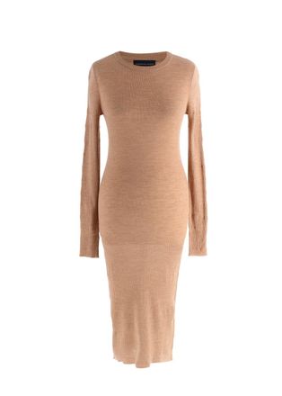 Cashmere in Love Cashmere in Love Beige Ribbed Midi Dress Size S