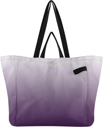 Generic Purple Gradient pattern Reusable Canvas Tote Bag, Heavy Duty Grocery Shopping Bag with Hard Bottom Large Capacity Double Handles Work Groceries Travel
