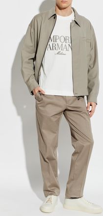 Emporio Armani T-shirt With Embroidered Logo, Mens, White